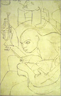 Trumpet solo, pencil study
