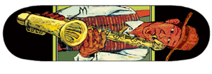 Sonny skate deck, sax player
